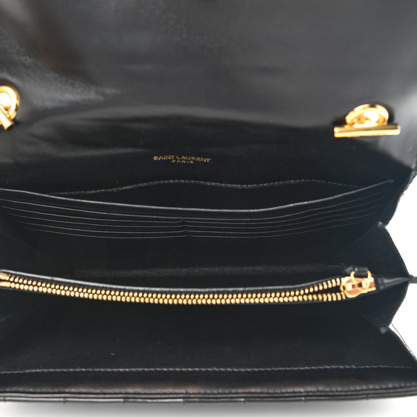 Patent Calfskin Matelasse Monogram Vicky Chain Bag Black