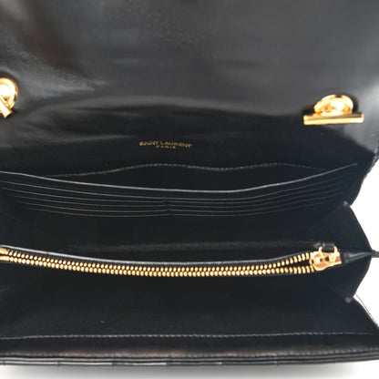 Saint Laurent Patent Calfskin Matelasse Monogram Vicky Chain Bag Black 5 of 7