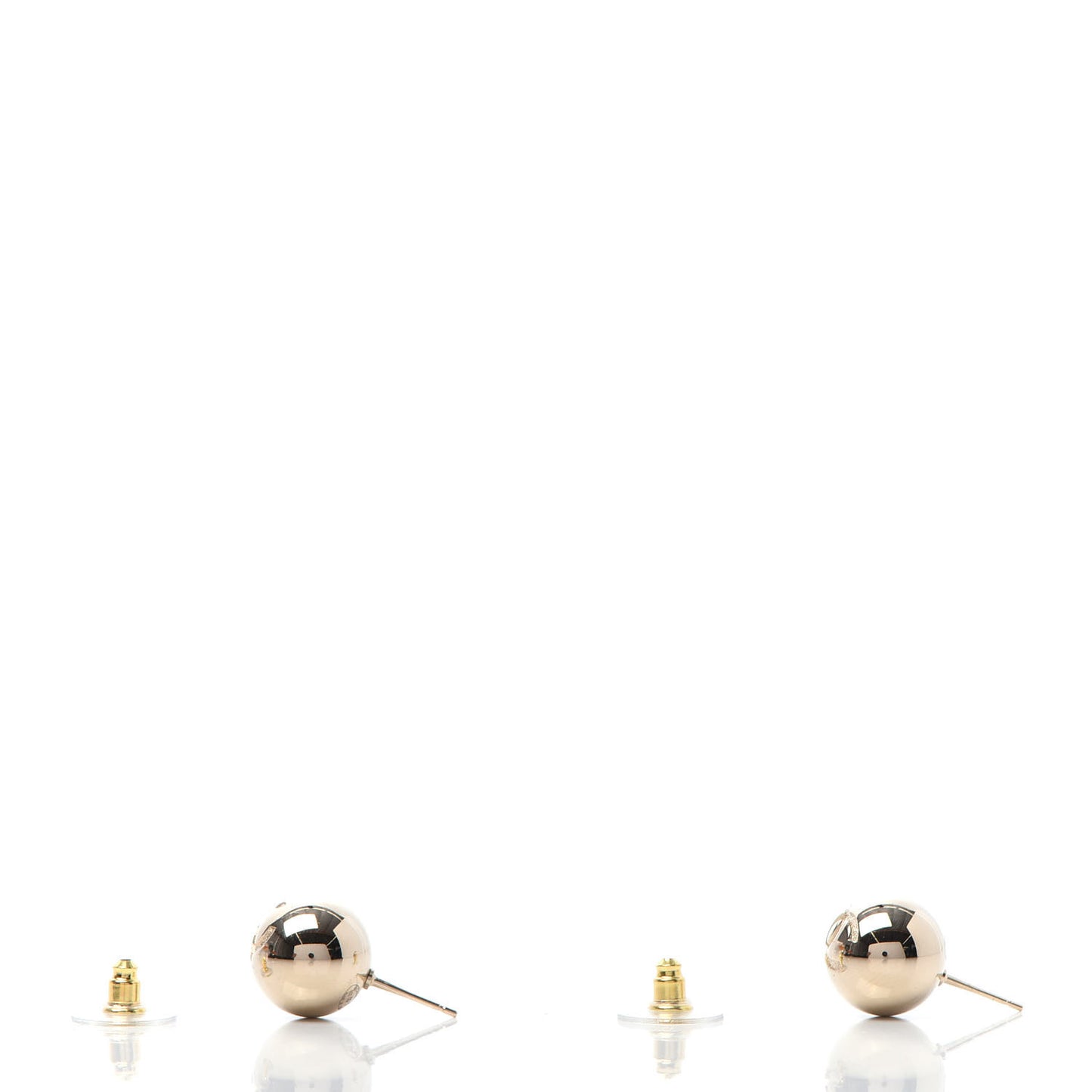 Metal Bead CC Stud Earrings Gold