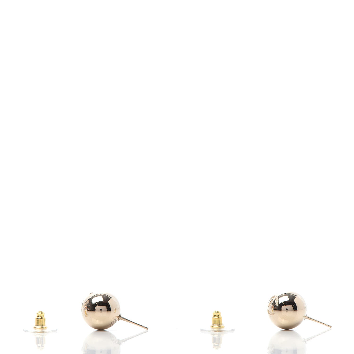 Chanel Metal Bead CC Stud Earrings Gold 3 of 4