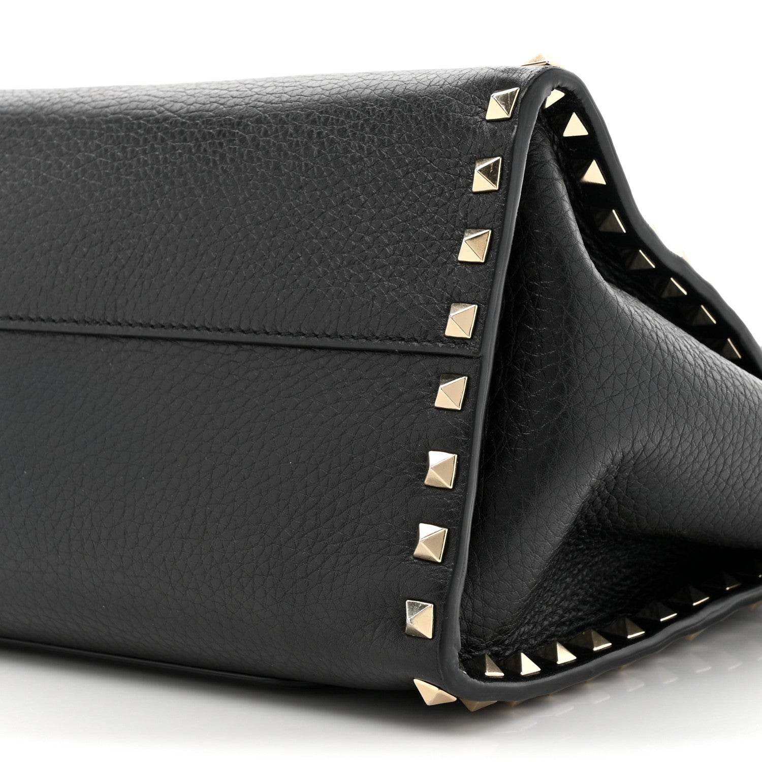 Valentino Garavani Pebbled Calfskin Rockstud Double Handle Tote Black 8 of 15