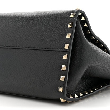 Valentino Garavani Pebbled Calfskin Rockstud Double Handle Tote Black 8 of 15