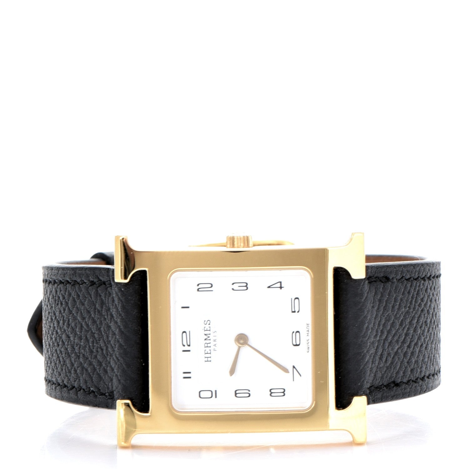 Hermes Stainless Steel Epsom 26mm Heure H Hour Quartz Watch Noir 3 of 9