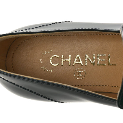 Chanel Shiny Calfskin Logo Loafers 36 Black 8 of 10