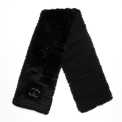 Chanel Orylag Rabbit Fur CC Scarf Black 3 of 5