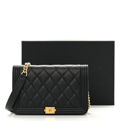 Chanel Caviar Quilted Boy Wallet On Chain WOC Black 13 of 13