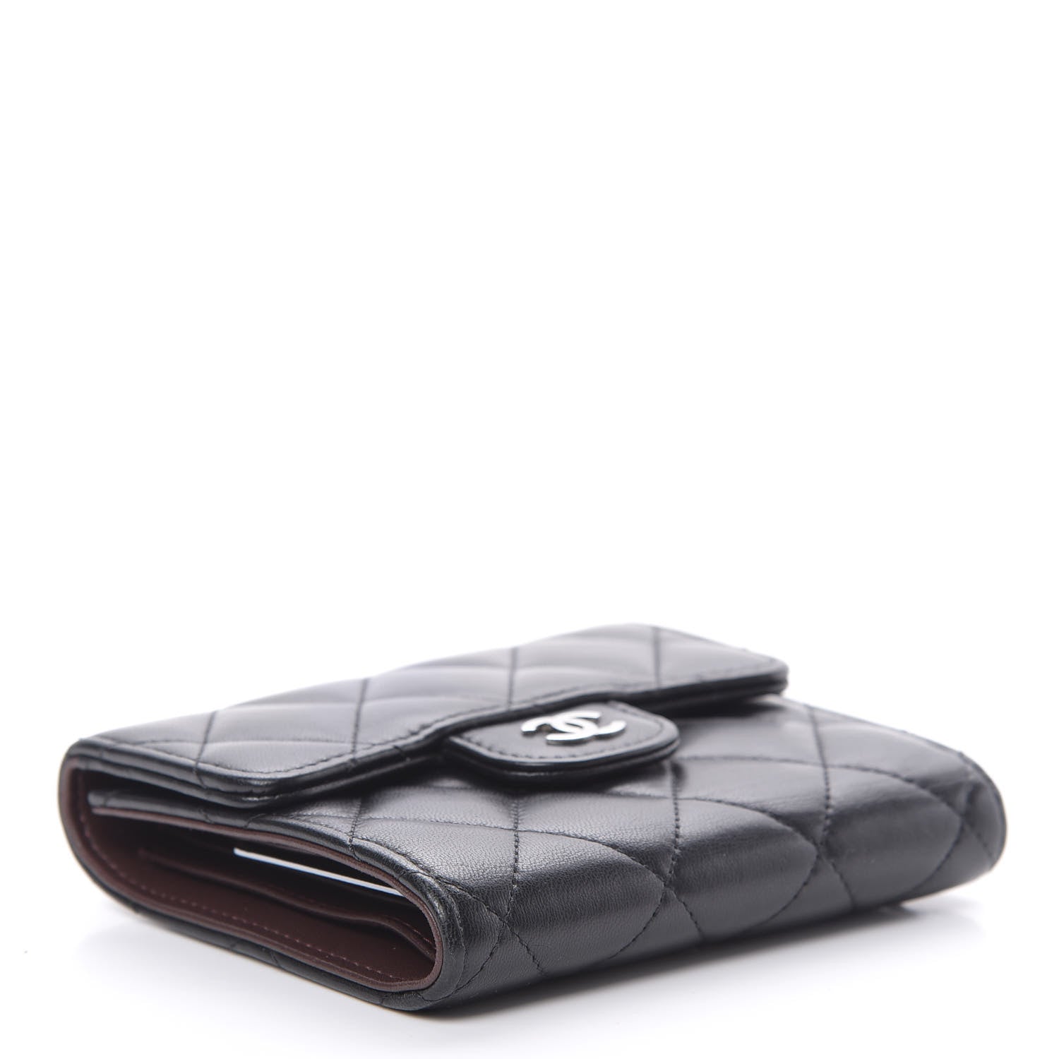 Chanel Lambskin Quilted Compact Flap Wallet Black 4 of 12