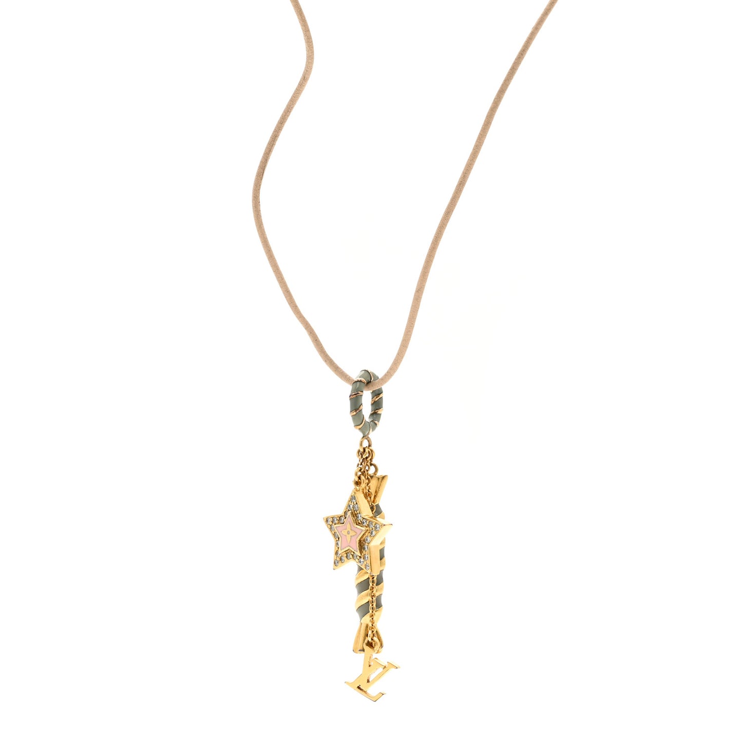 Crystal Enamel Candy Star Charm Necklace Gold Multicolor