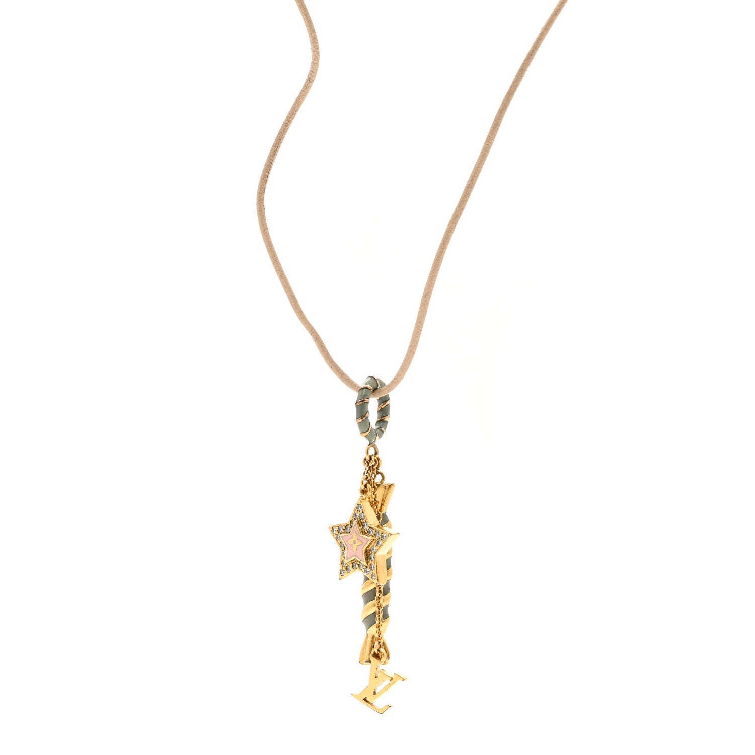 Louis Vuitton Crystal Enamel Candy Star Charm Necklace Gold Multicolor 1 of 7