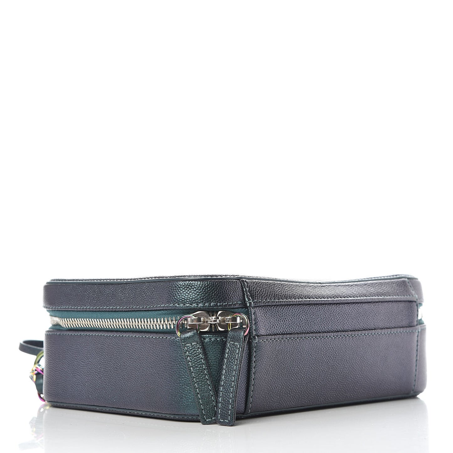 Iridescent Caviar Quilted Medium CC Filigree Vanity Case Dark Turquoise