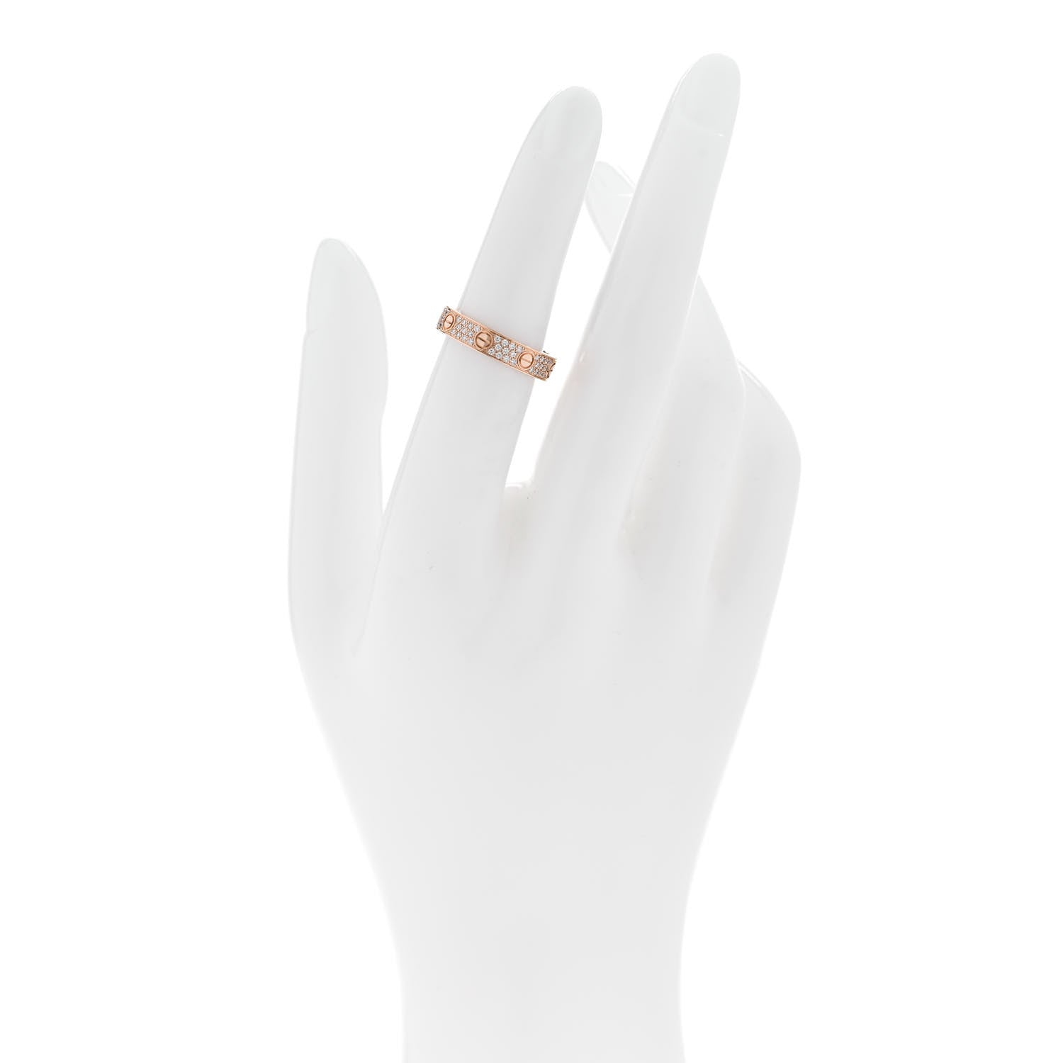 Cartier 18K Pink Gold Diamond 4mm LOVE Wedding Paved Band Ring 51 5.75 2 of 5