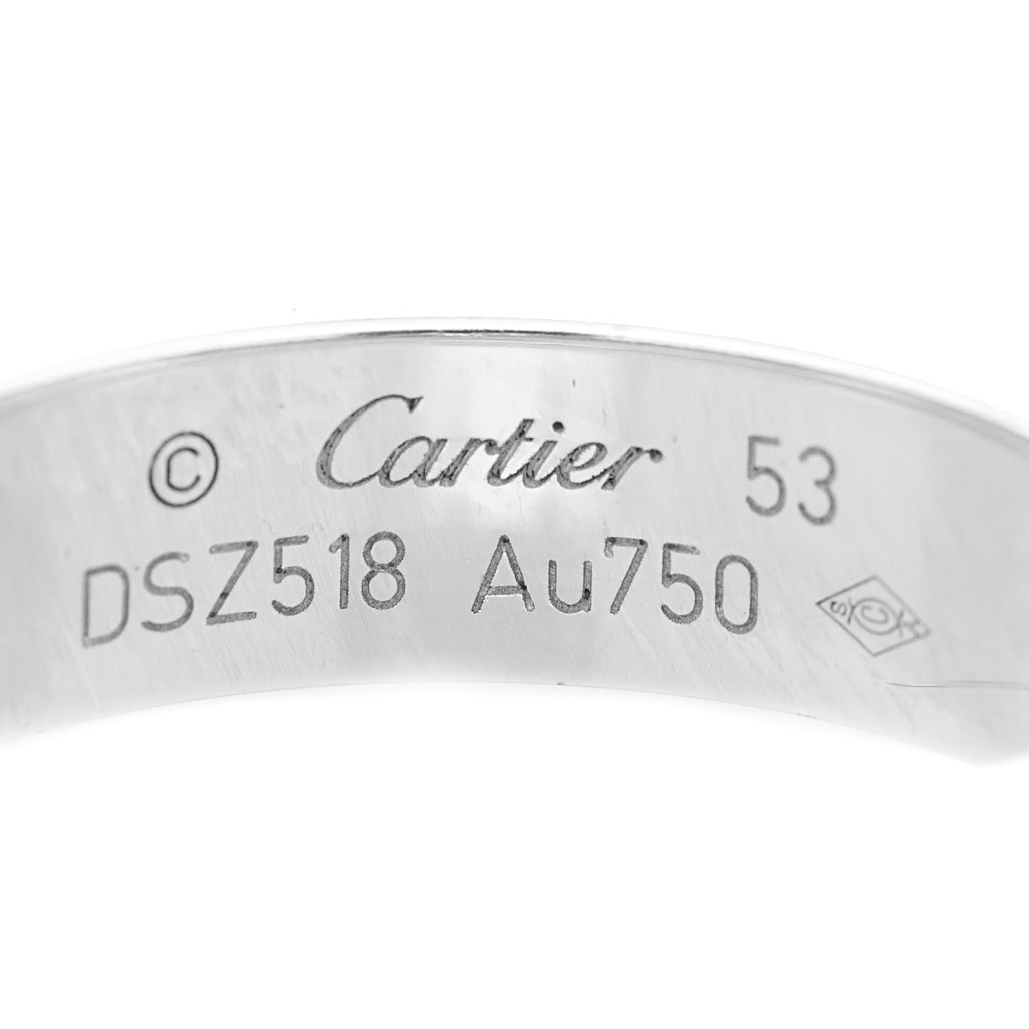 Cartier 18K White Gold Diamond 4mm LOVE Wedding Paved Band Ring 53 6.5 7 of 10