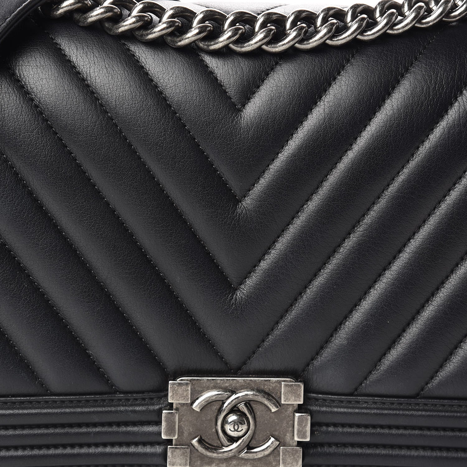 Chanel Calfskin Chevron Quilted New Medium Boy Flap Black 8 of 14