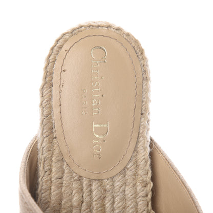 Christian Dior Canvas Embroidered Granville Espadrille Crisscross Flat Slide Sandals 38 Creame 6 of 9