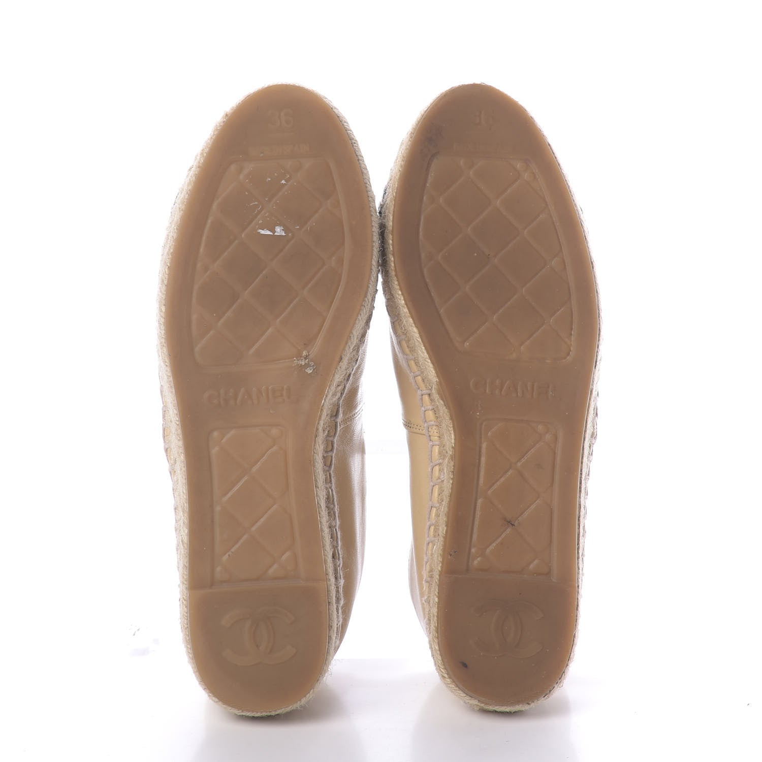 Chanel Lambskin CC Espadrilles 36 Beige Black 7 of 10