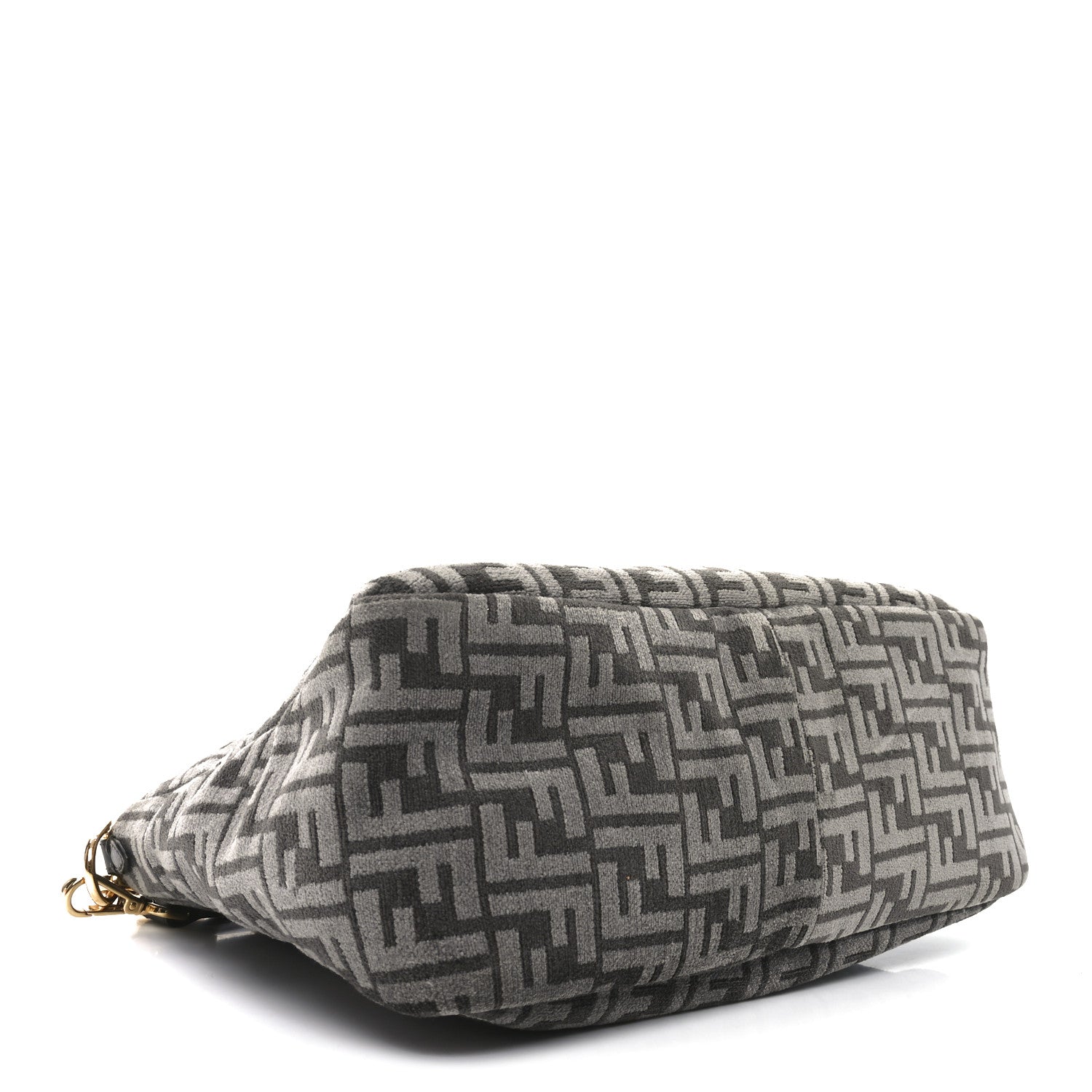 Fendi Chenille Vitello Seta Plexiglass FF Fendi O'Lock Zipper Anthracite Asfalto 4 of 10