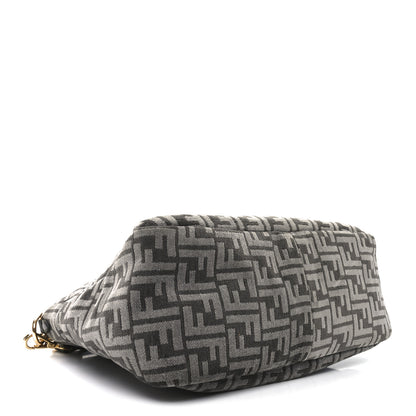 Fendi Chenille Vitello Seta Plexiglass FF Fendi O'Lock Zipper Anthracite Asfalto 4 of 10