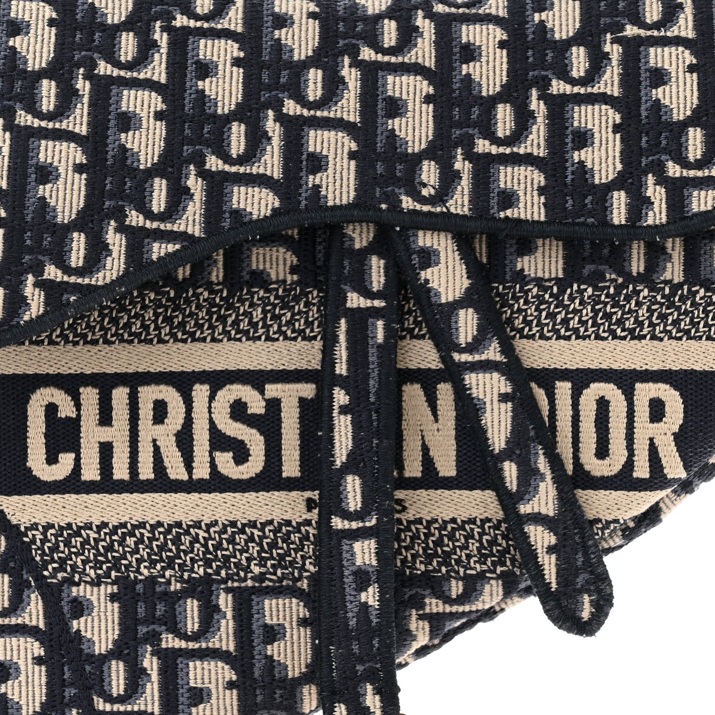 Oblique Embroidered Saddle Bag Blue