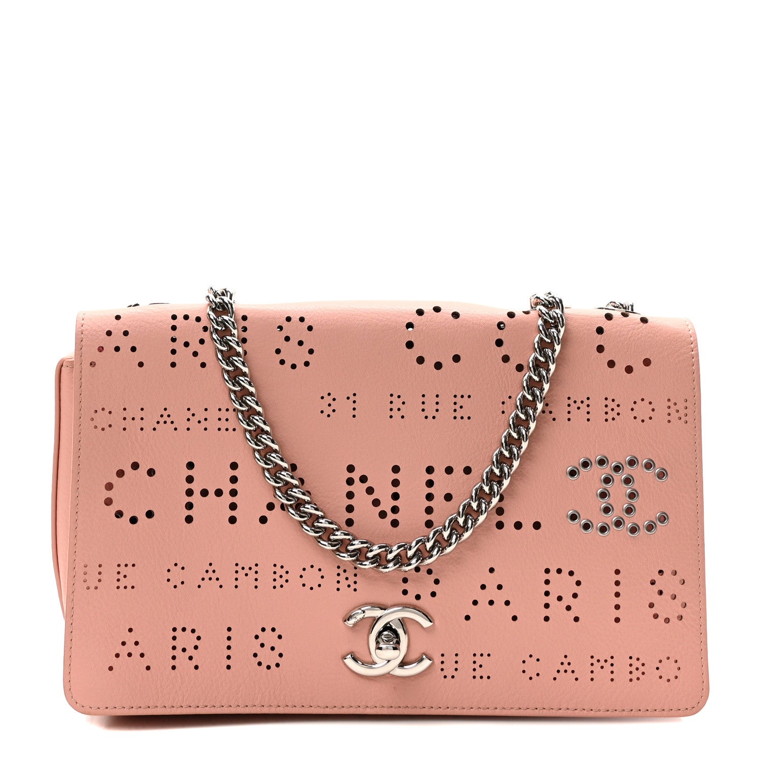 Chanel Calfskin Tweed Eyelet Flap Bag Pink 1 of 9