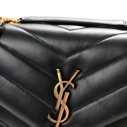 Saint Laurent Calfskin Y Quilted Monogram Small Loulou Chain Satchel Black 7 of 10