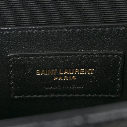 Saint Laurent Grain De Poudre Textured Mixed Matelasse Triquilt Medium Monogram Satchel Black 6 of 10