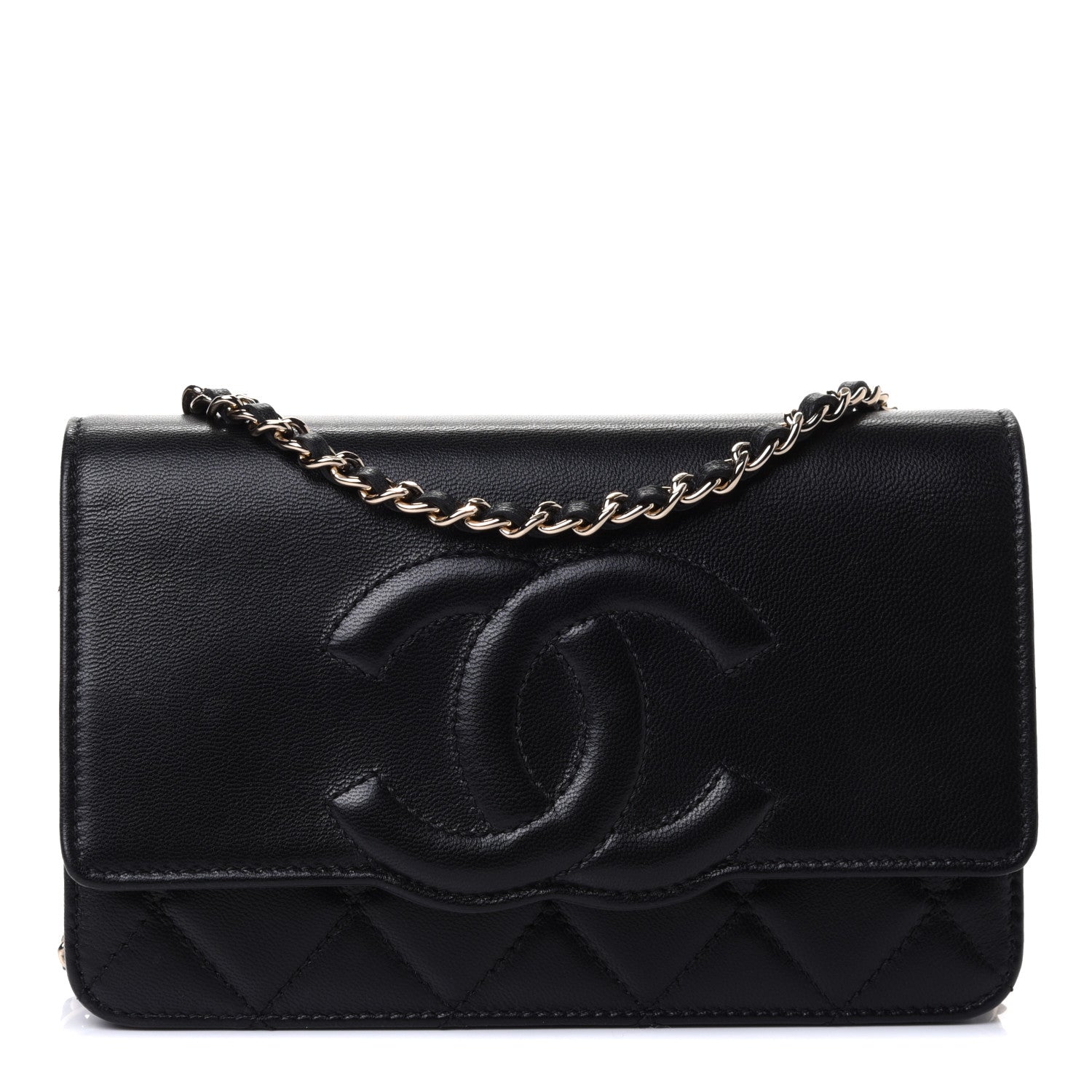 Chanel Goatskin Quilted Timeless CC Wallet On Chain WOC Black 1 of 4