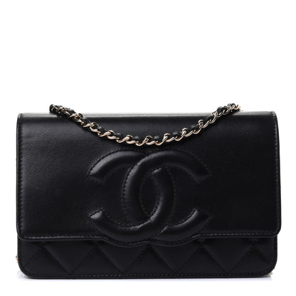 Chanel Goatskin Quilted Timeless CC Wallet On Chain WOC Black 1 of 4