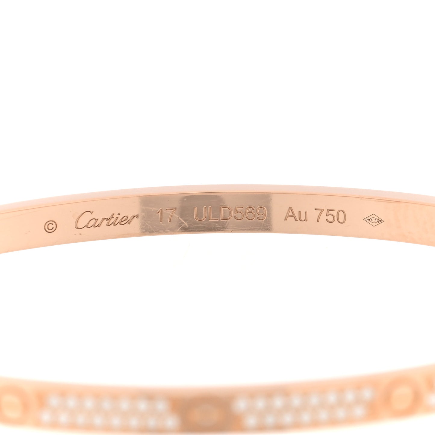 18K Pink Gold Diamond Small LOVE Paved Bracelet 17