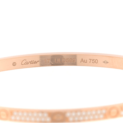Cartier 18K Pink Gold Diamond Small LOVE Paved Bracelet 17 3 of 7