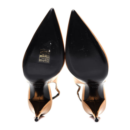Saint Laurent Laminated Calfskin Kiki 85 Slingback Pumps 37.5 Egypt Gold 5 of 12