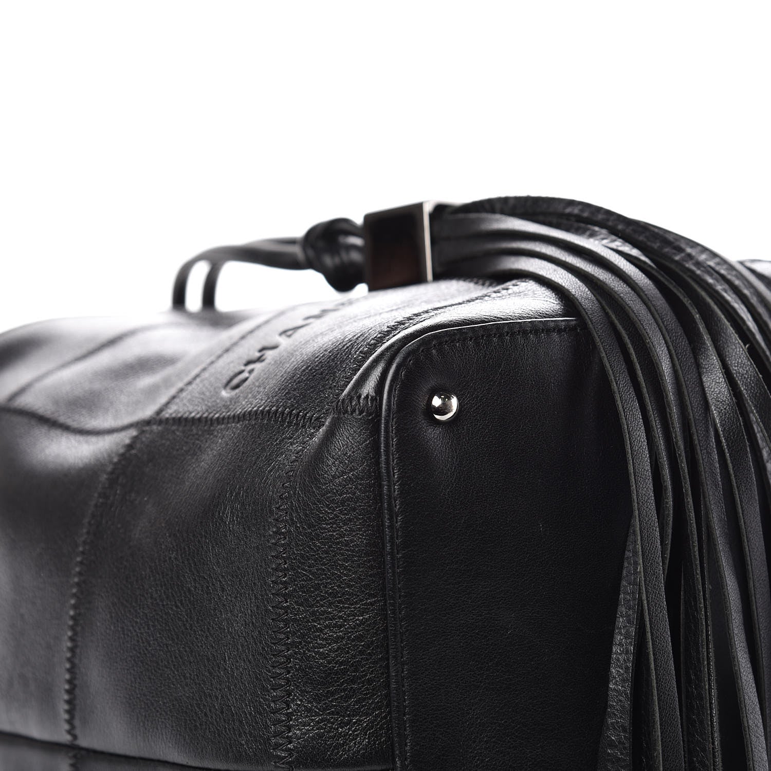Chanel Calfskin Square Stitched Tassel Hobo Black 7 of 10