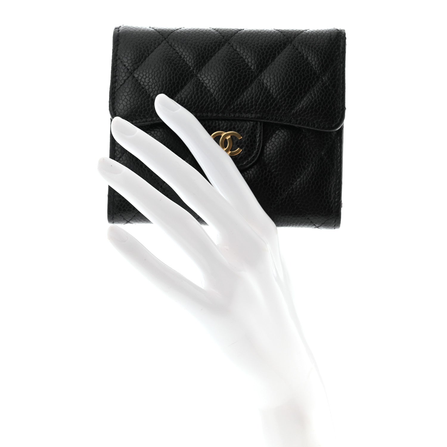 Chanel Caviar Quilted Compact Flap Wallet Black 2 of 9