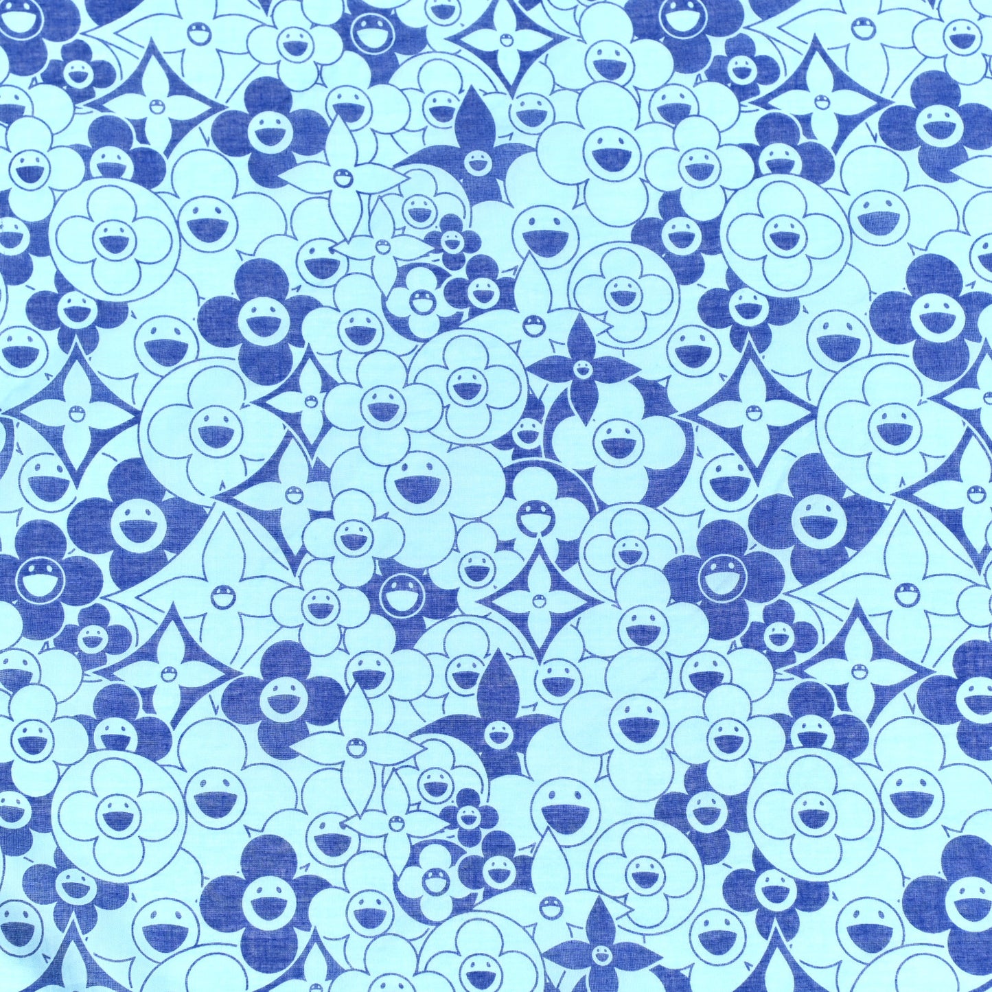 Cotton Takashi Murakami Cosmic Blossom Square Scarf Blue