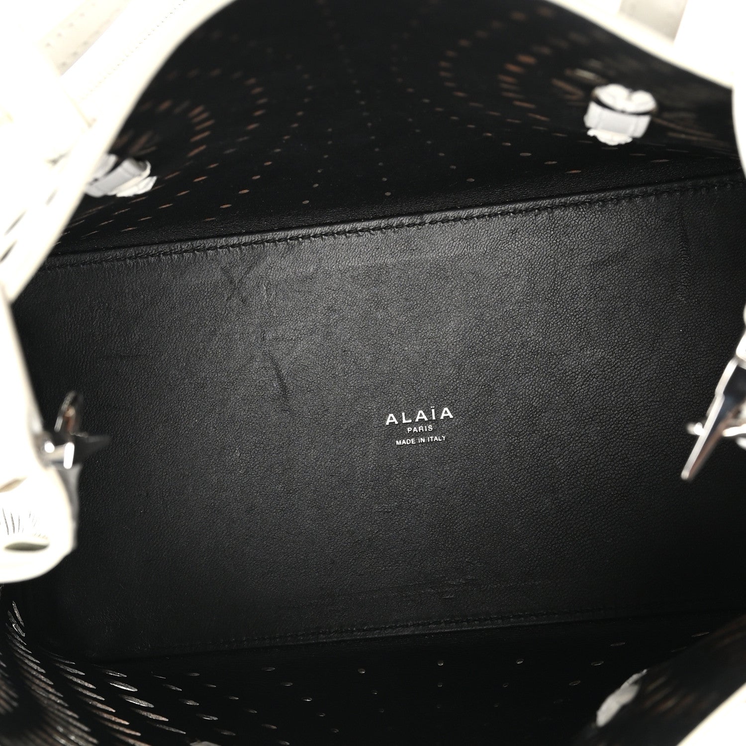 Alaia Calfskin Laser Cut Mina 25 Bag White 6 of 10
