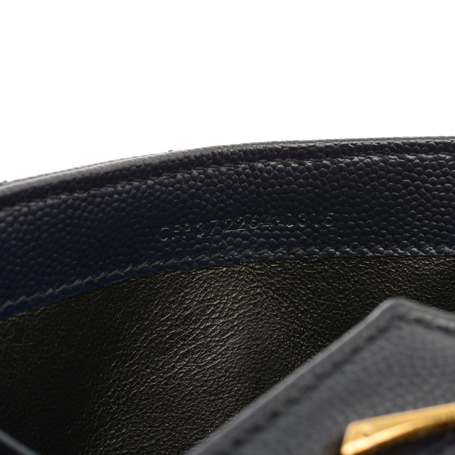 Saint Laurent Grain De Poudre Matelasse Chevron Monogram Flap Wallet Navy 7 of 7
