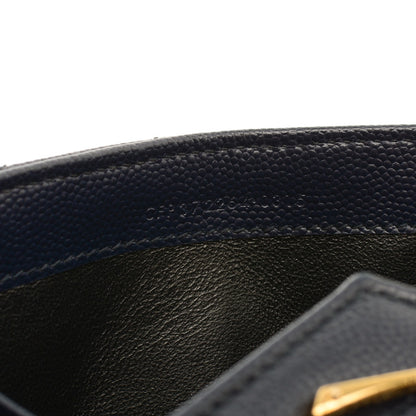 Saint Laurent Grain De Poudre Matelasse Chevron Monogram Flap Wallet Navy 7 of 7