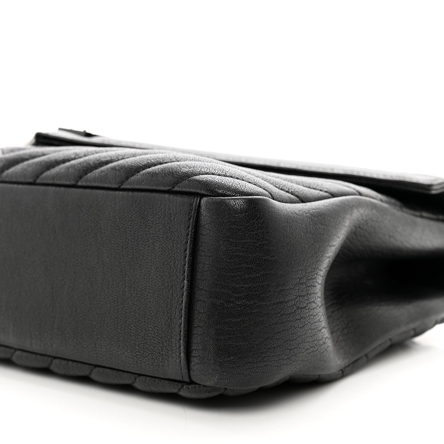 Saint Laurent Sheepskin Matelasse Chevron Monogram Monochrome Large College Satchel Black 10 of 10