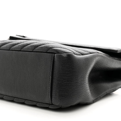 Saint Laurent Sheepskin Matelasse Chevron Monogram Monochrome Large College Satchel Black 10 of 10