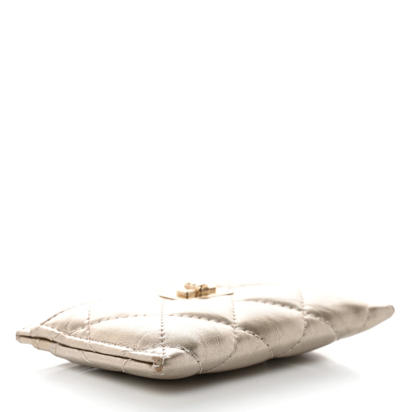 Metallic Aged Calfskin Quilted Reissue Card Holder Gold