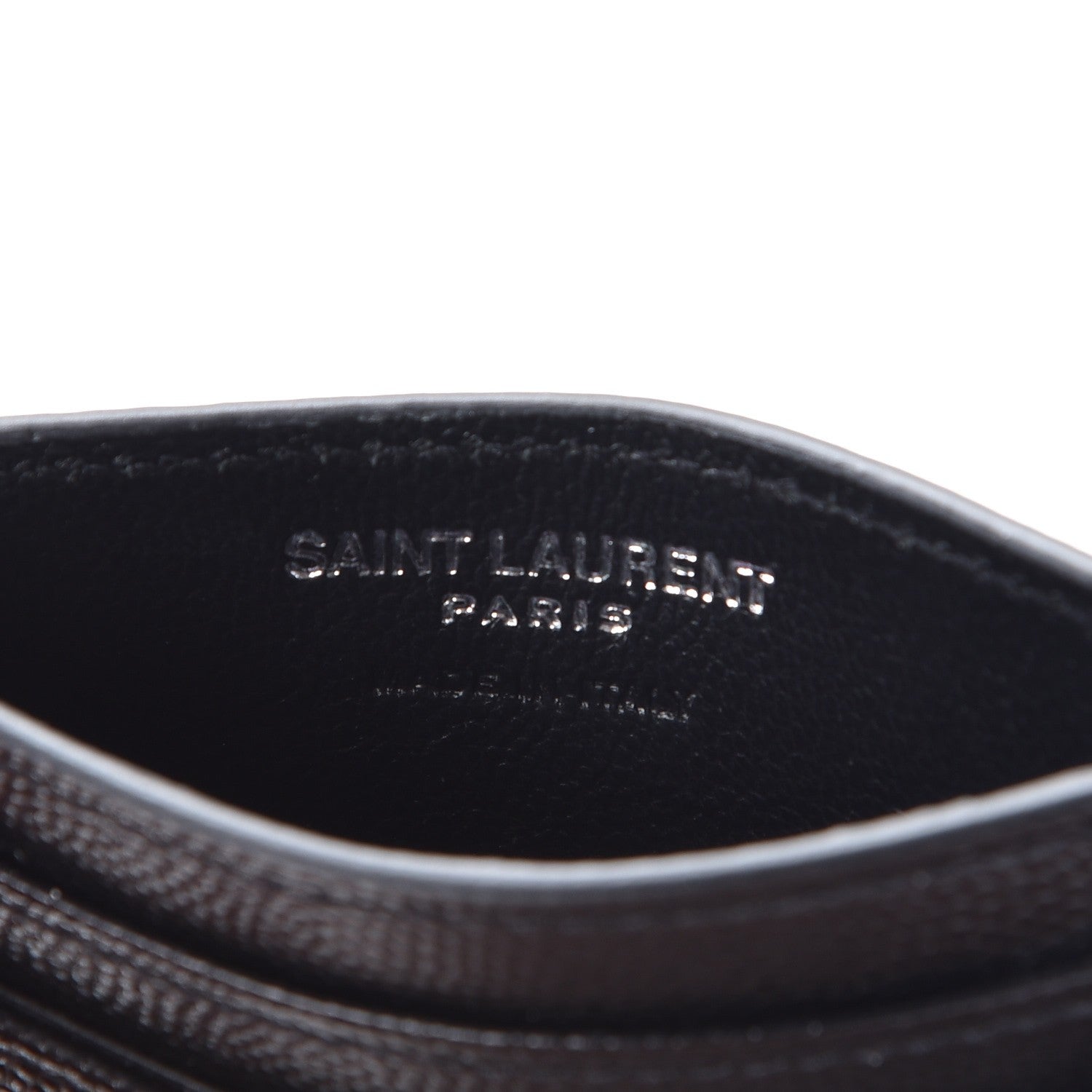 Saint Laurent Grain De Poudre Matelasse Chevron Monogram Credit Card Case Black 6 of 8