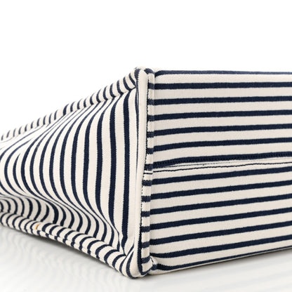 Celine Canvas Calfskin Striped Triomphe Cabas Navy 8 of 10