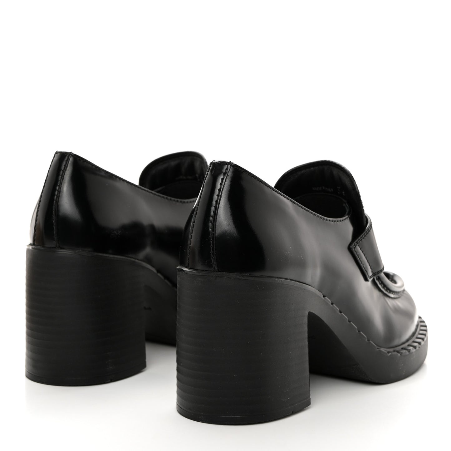 Spazzolato Metal Triangle Logo 85mm Loafers 36.5 Black