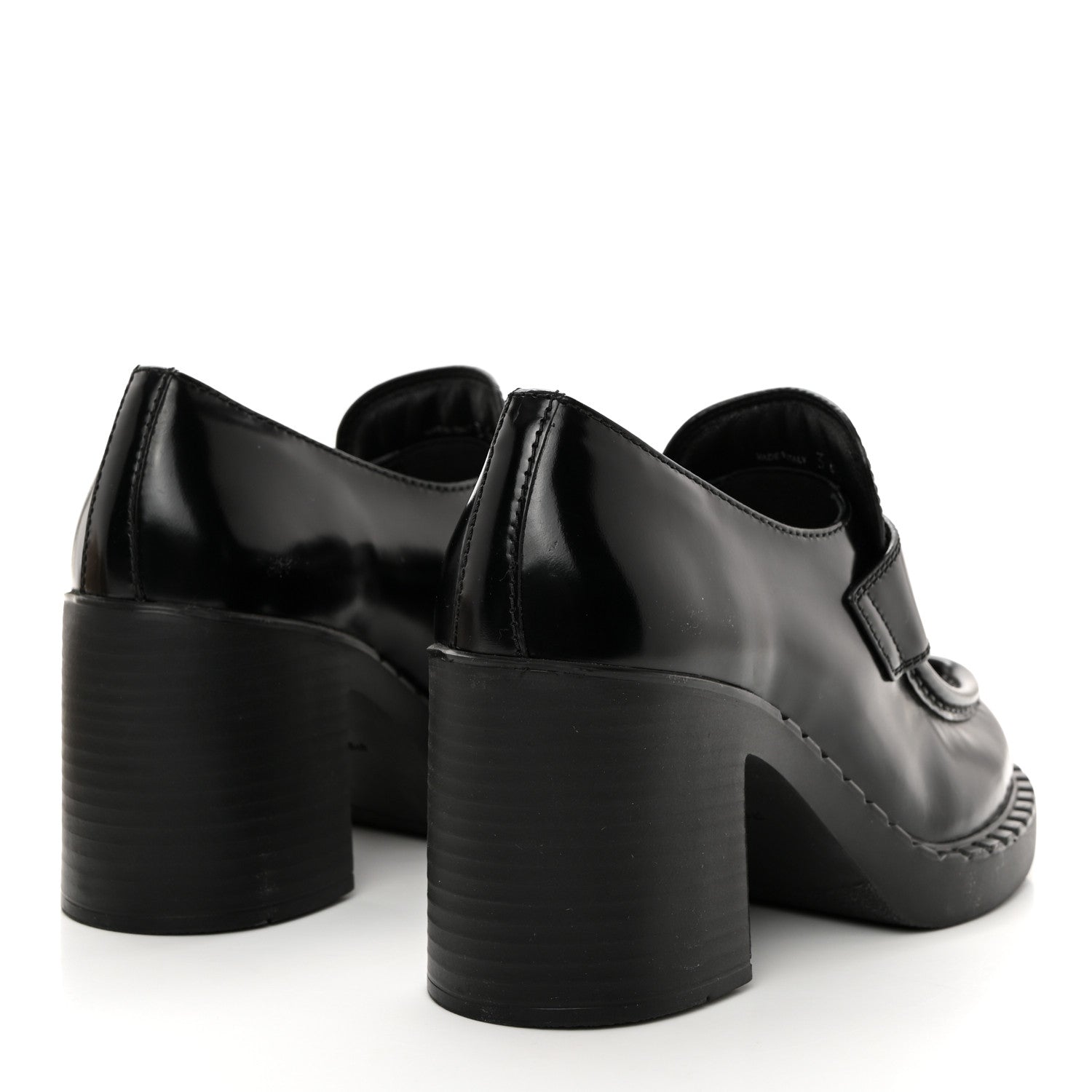 Prada Spazzolato Metal Triangle Logo 85mm Loafers 36.5 Black 4 of 8