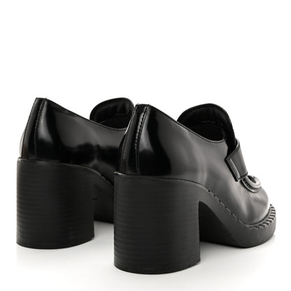 Prada Spazzolato Metal Triangle Logo 85mm Loafers 36.5 Black 4 of 8