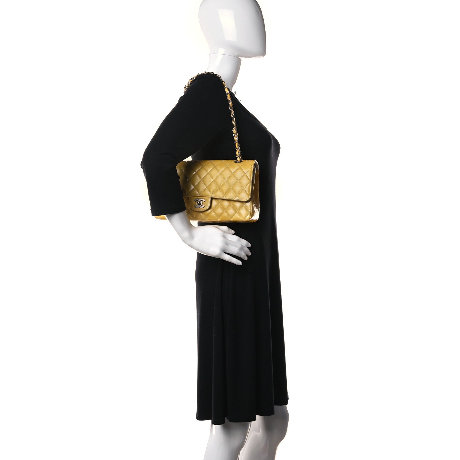Chanel Patent Quilted Medium Double Flap Yellow 2 of 21
