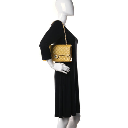 Chanel Patent Quilted Medium Double Flap Yellow 2 of 21