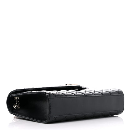 Saint Laurent Grain De Poudre Textured Mixed Matelasse Triquilt Medium Monogram Satchel Black 4 of 10
