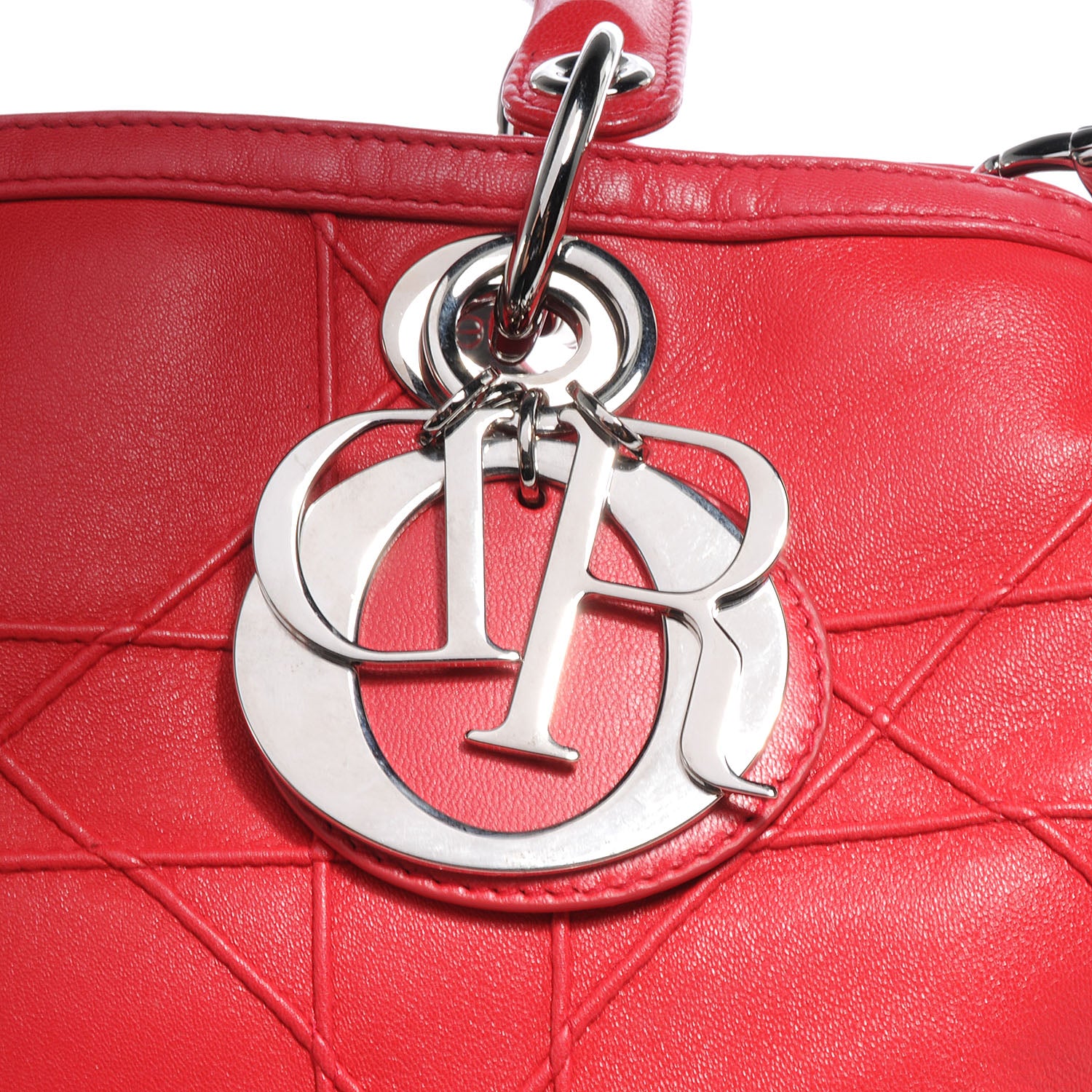 Christian Dior Lambskin Cannage Granville Polochon Geranium 9 of 9