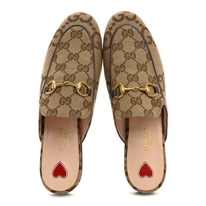 Gucci Monogram Jumbo GG Malaga Kid Womens Princetown Slippers 36 Camel Ebony New Acero Beige 5 of 9