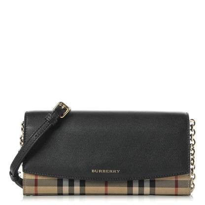 Burberry Calfskin House Check Henley Wallet On Chain Black 1 of 12